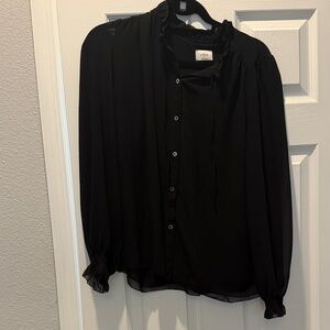 Aritzia Wilfred Black Ruffle Blouse
